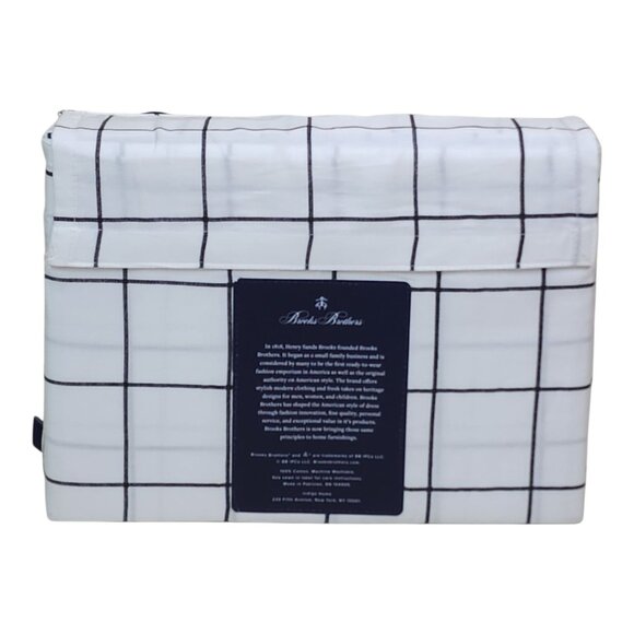 Brooks Brothers Cotton Full Double Sheet Set Black White Large Plaid - Picture 5 of 8